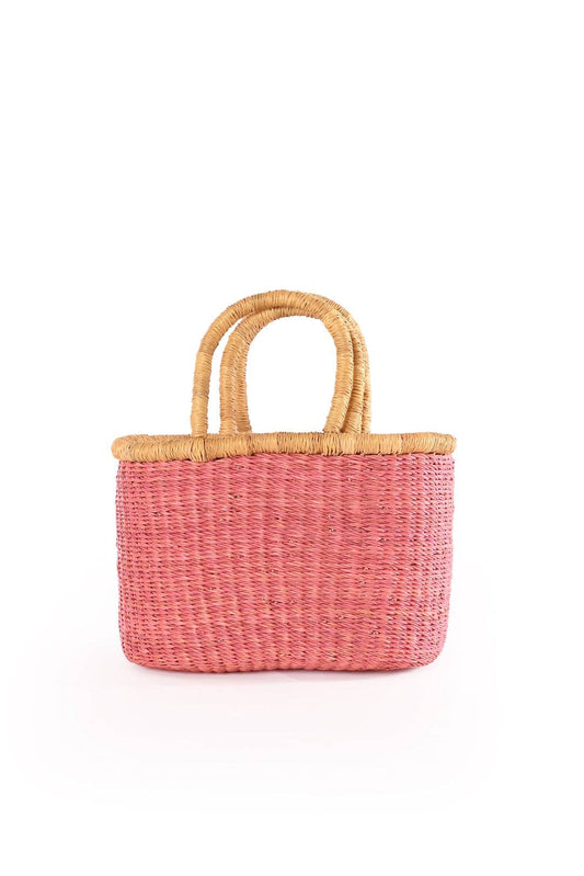 Bolga Tote Baskets, Pink, 2 Size Options