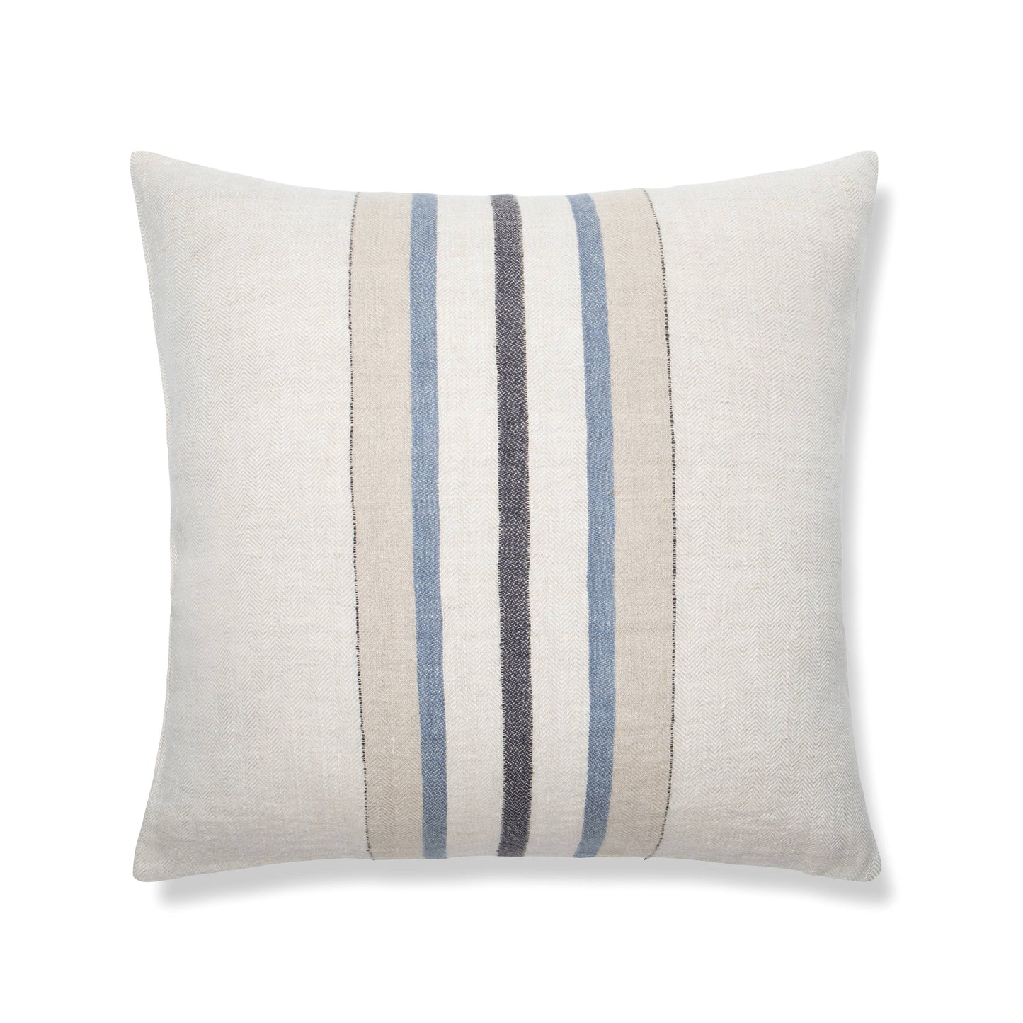 Bruges Wide Stripe Cushion Cover Natural and Blue 22"x 22"