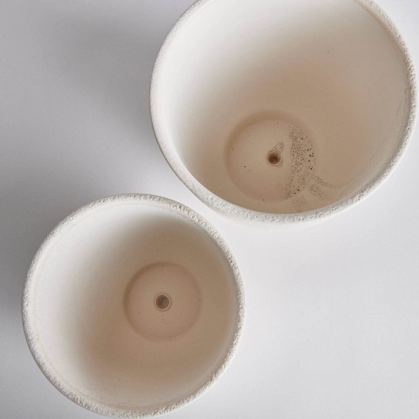 Sabine Vase or Pot, White Textured Matte, Two Sizes