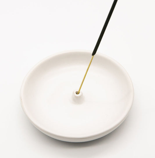 Soft White Ceramic Incense Holder