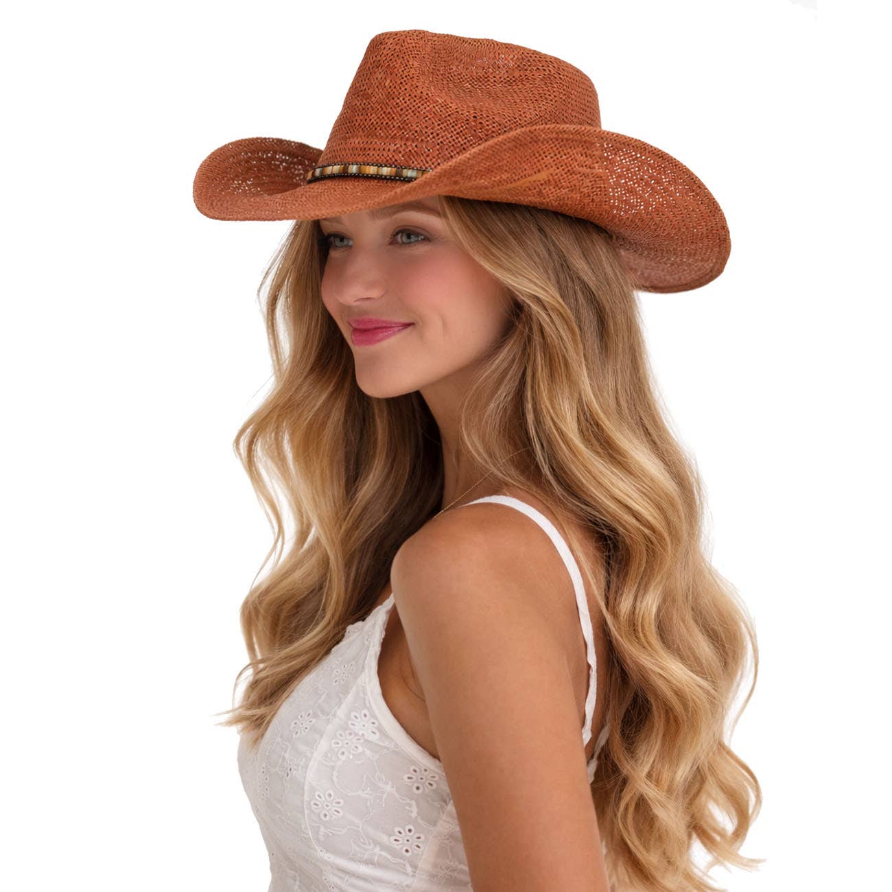 Rusty Cowboy Hat, with Turquiose and Earth Color Bead Band