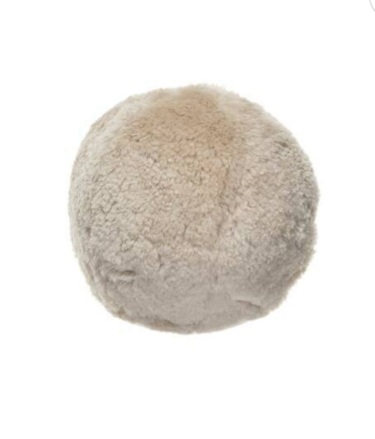 Sheepskin Fur Round Pillow Cream