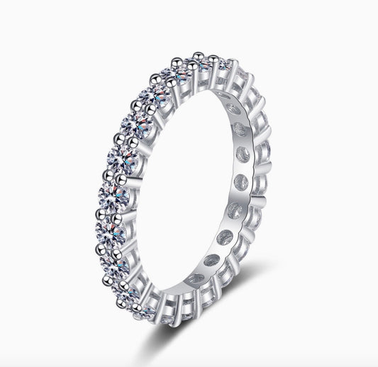 Moissanite Diamond Eternity Band Ring in 925 Sterling Silver