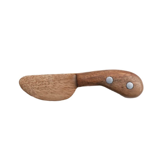 Wood Canape Knife, Cheese Knive with Aluminum Stud Detail