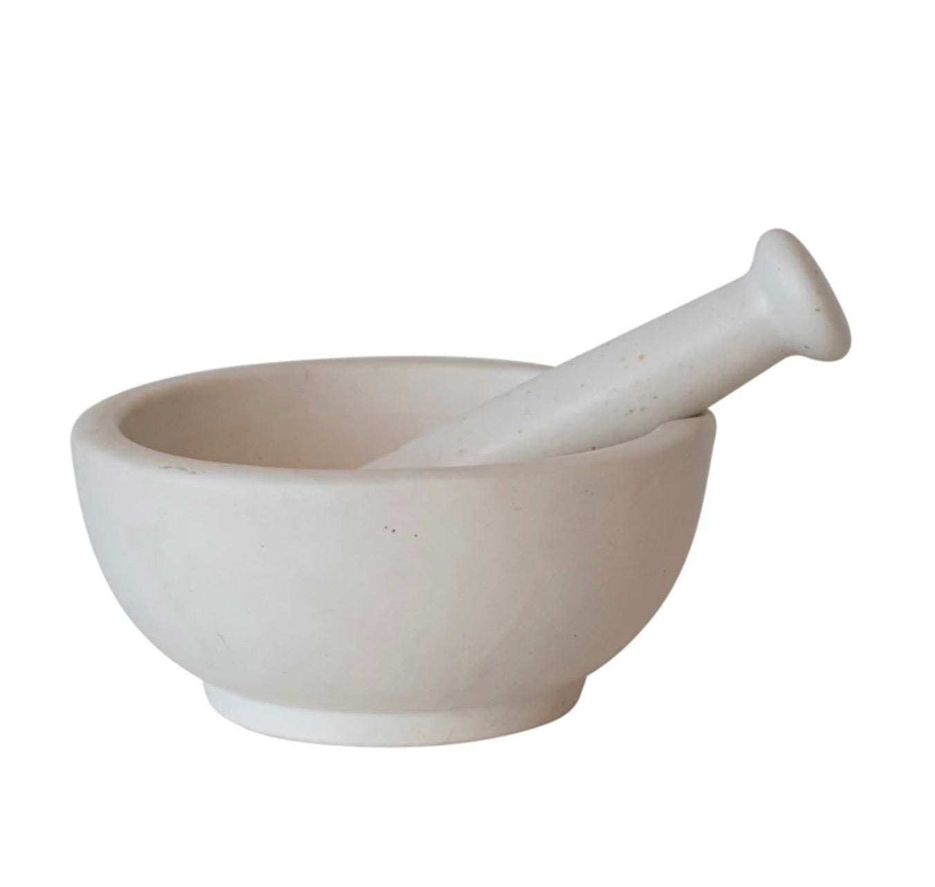 Huge Mortar and Pestle Cream Speckle Stoneware