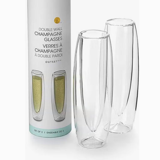 Champagne Glass Set of 2, Double Wall