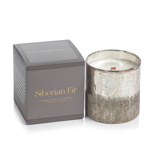 Candle Siberian Fir Scent, 3" Antique Silver with Gift Box