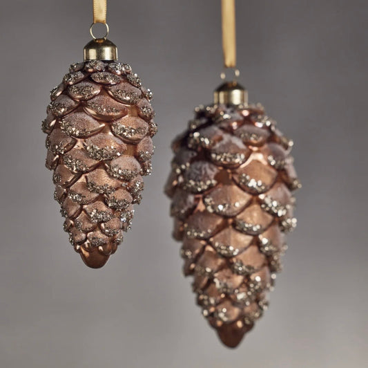 Glass Pinecone Ornament 6" x 3"