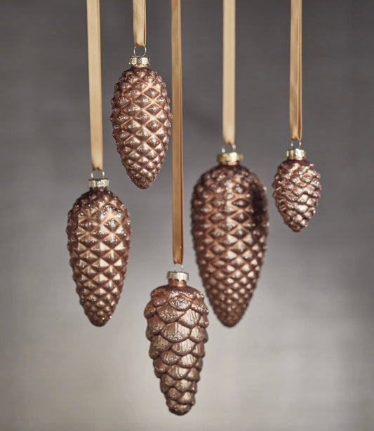 Glass Umber Pinecone Ornaments 5.25" and 6"