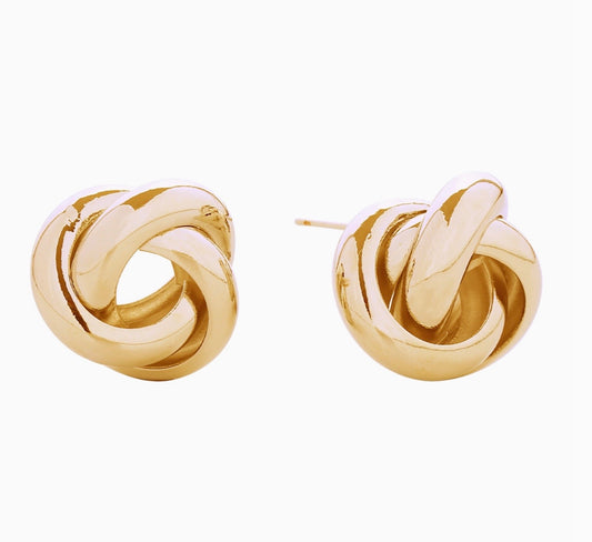 Love Knot Post Gold Earrings, 14kt Plated