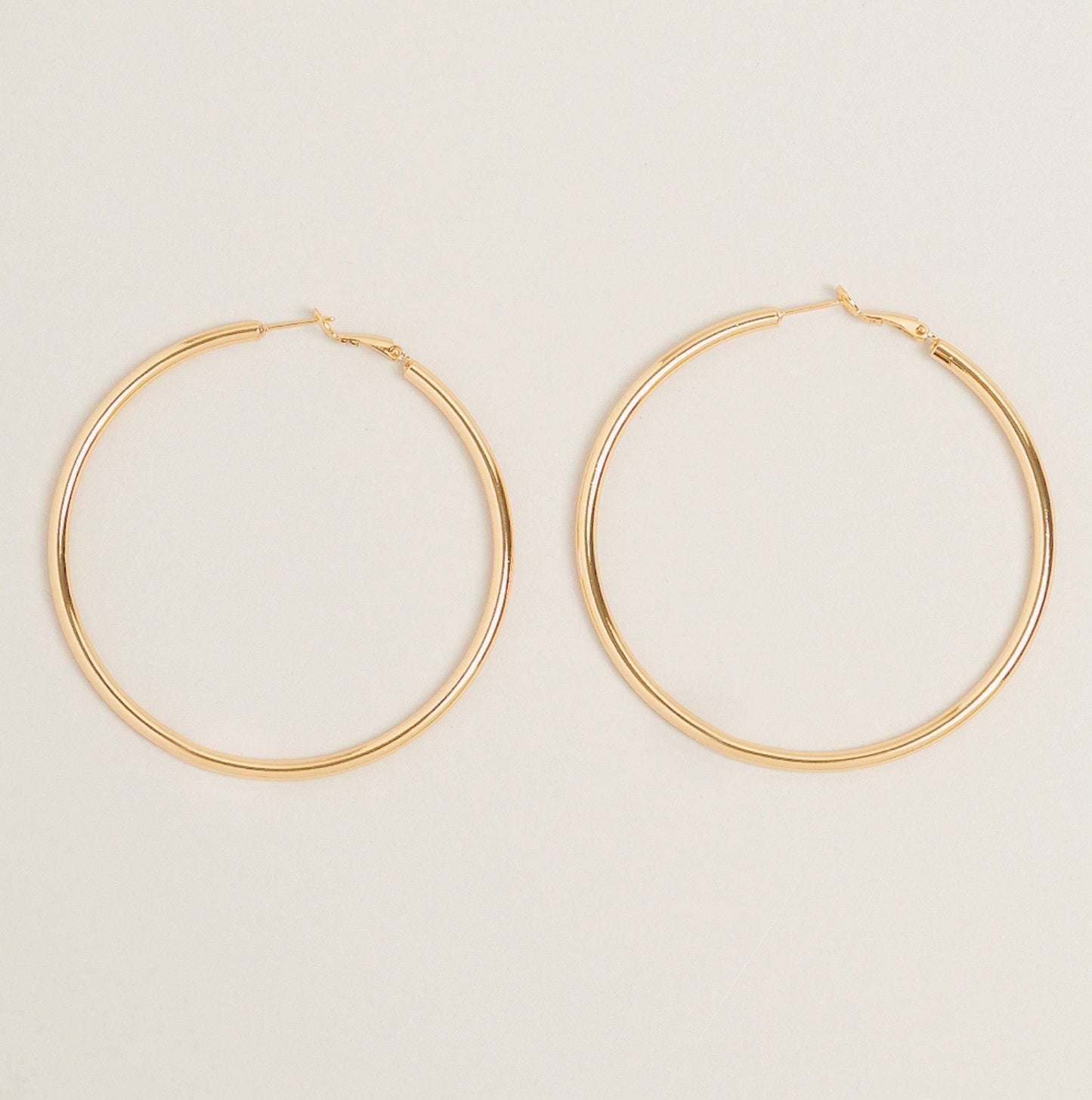 Large Hoop Earrings, Omega Close, 14kt Plated