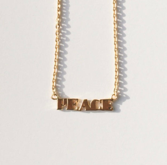 Peace Necklace Gold tone Brass Plating over Sterling