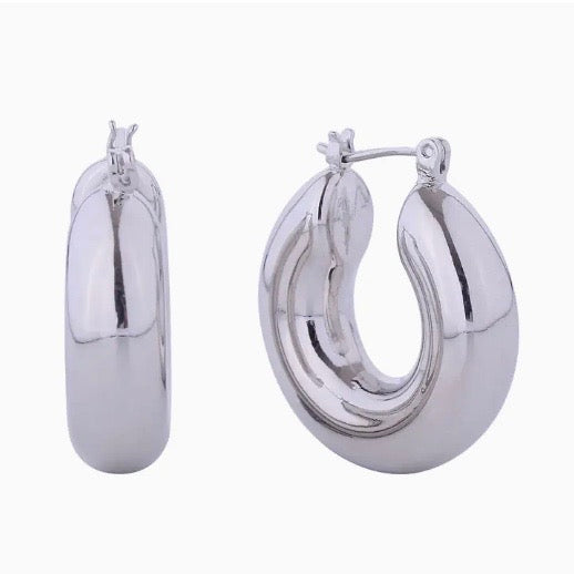 Classic Hoop Earrings, 14kt Yellow or White Gold Plated