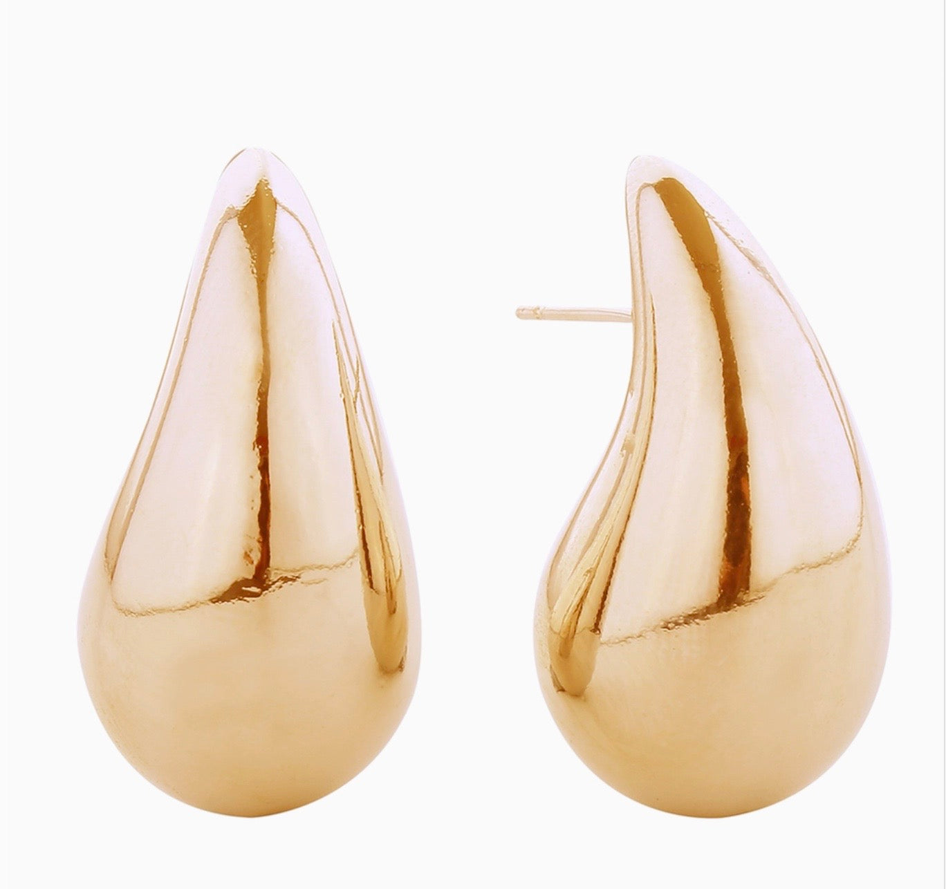 Chunky Water Drop Gold Post Earrings, 14kt Plated