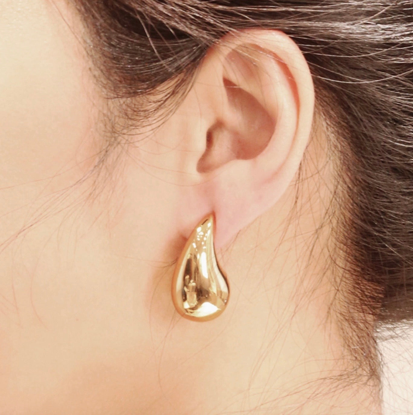 Chunky Water Drop Gold Post Earrings, 14kt Plated