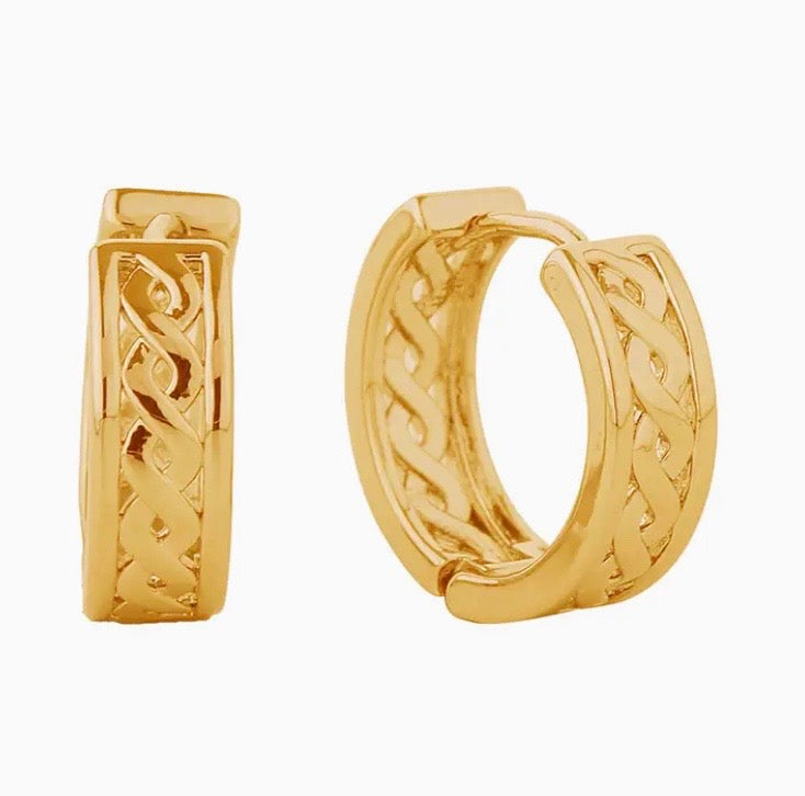 Celtic Hoop Huggie - 14K Gold Dipped