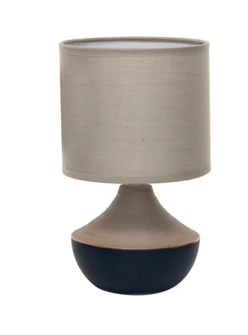 Stoneware Table Lamp with Linen Shade