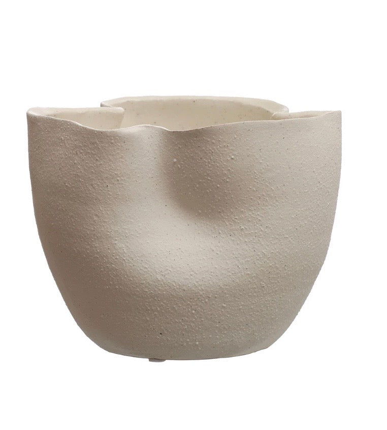 Modern Ruffled Sandstone Planter or Vase