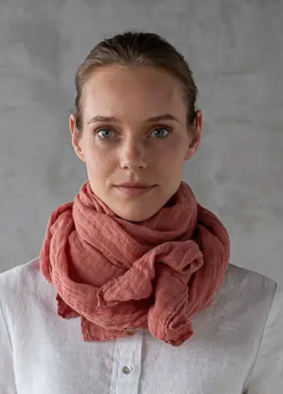 Linen Scarf Canyon Rose 18 " x 79" 100% Linen