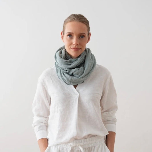 Linen Scarf Stormy Sea  18" x 79" 100% Linen