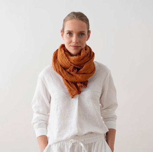 Linen Scarf Cinnamon  18" x 79" 100% Linen