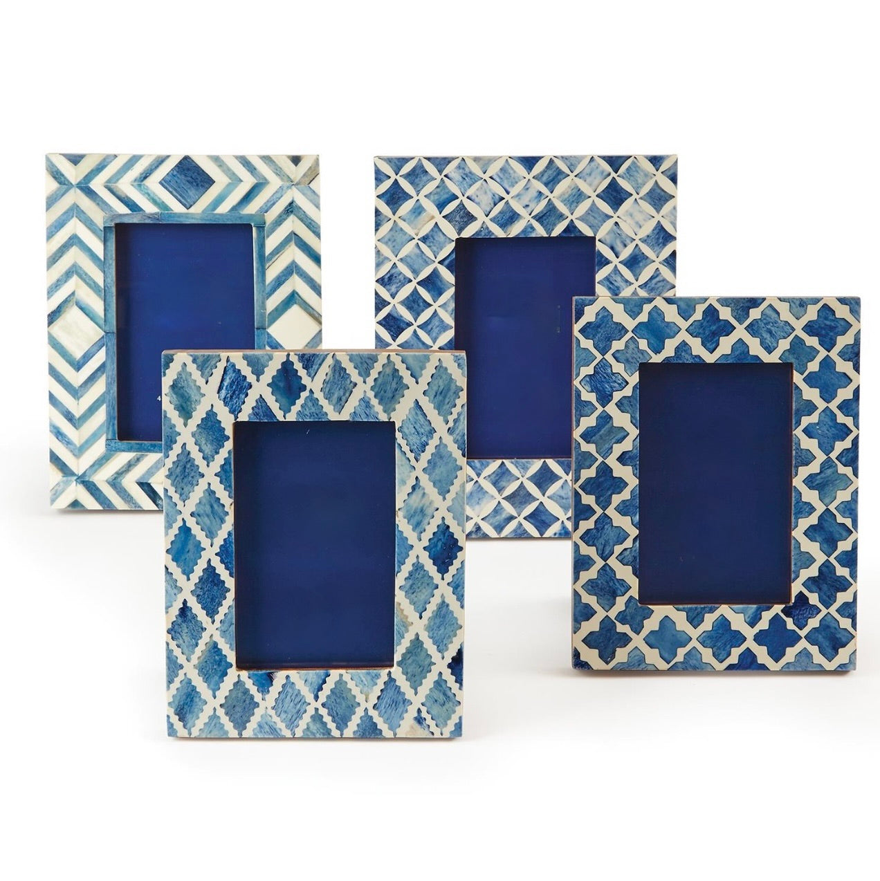 Photo Frame Modern Mosiac Blue and White 4" x 6" Assorted 4 Patterns