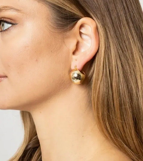 Ball Pin Catch Earring - 14K Gold Dipped Brass White, Gold and Yellow Gold