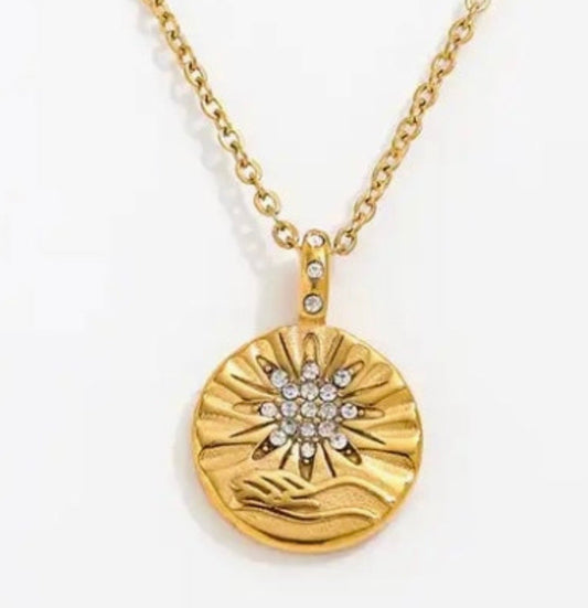 Star in Hand Talisman Necklace - 14k Gold Plated