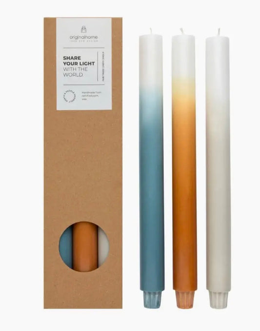 Gradient Candle Clean Ocean, Taupe and Terra, Set of Three