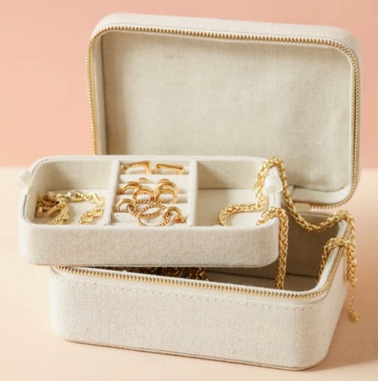 Rectangle Jewelry Case - Natural Linen