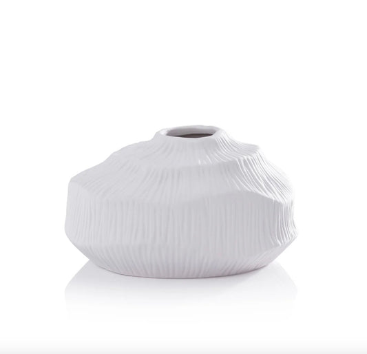 Textured Matte White Porcelain Vase - Small