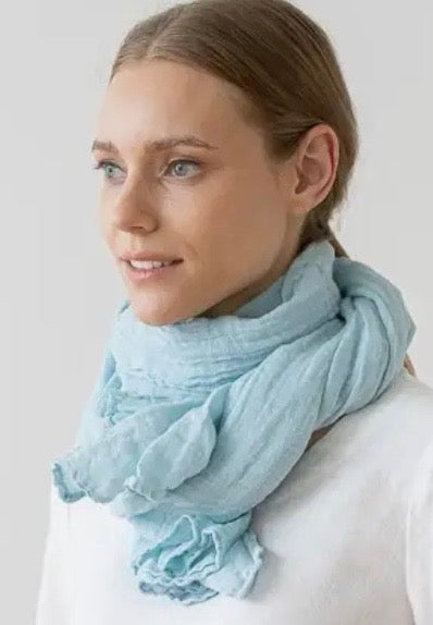 Linen Scarf Cloud Blue  18" x 79" 100% Linen