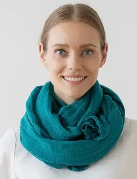 Linen  Scarf Teal 18" x 79" 100% Linen