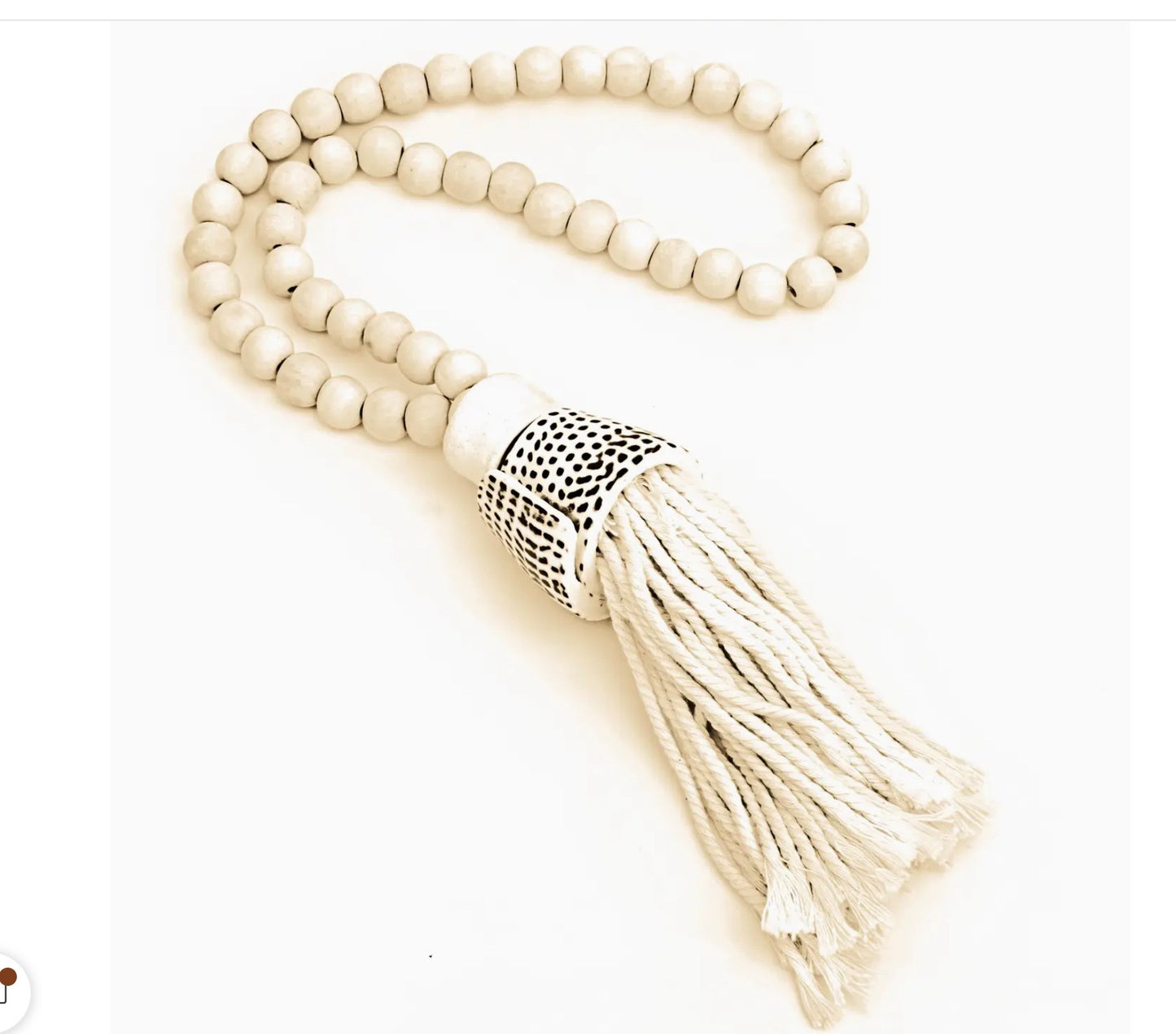 Wooden Beaded Tassel with Conus Leopardus Shell