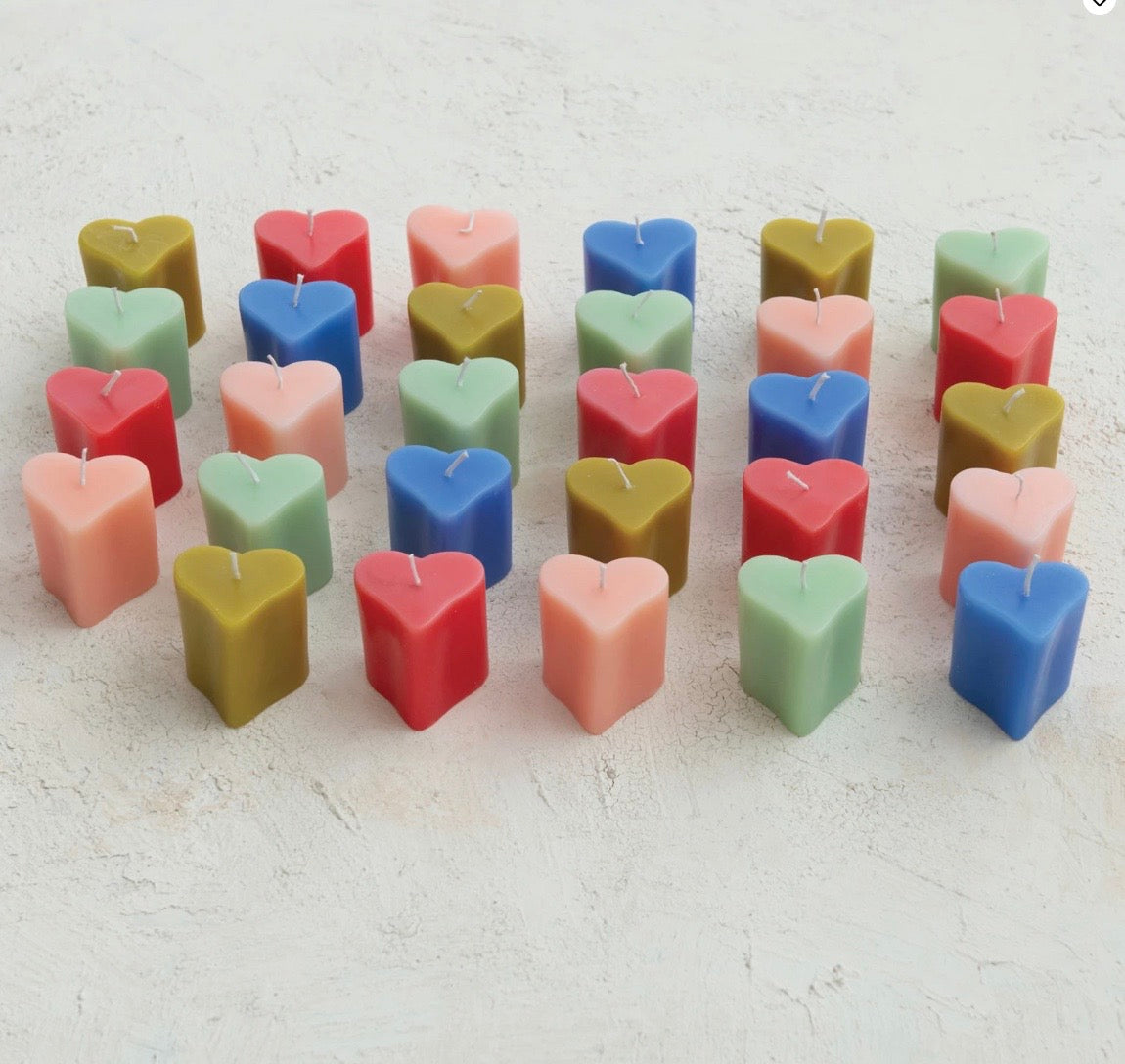 Heart Candles in a Box, 5 Hearts, Assorted Colors