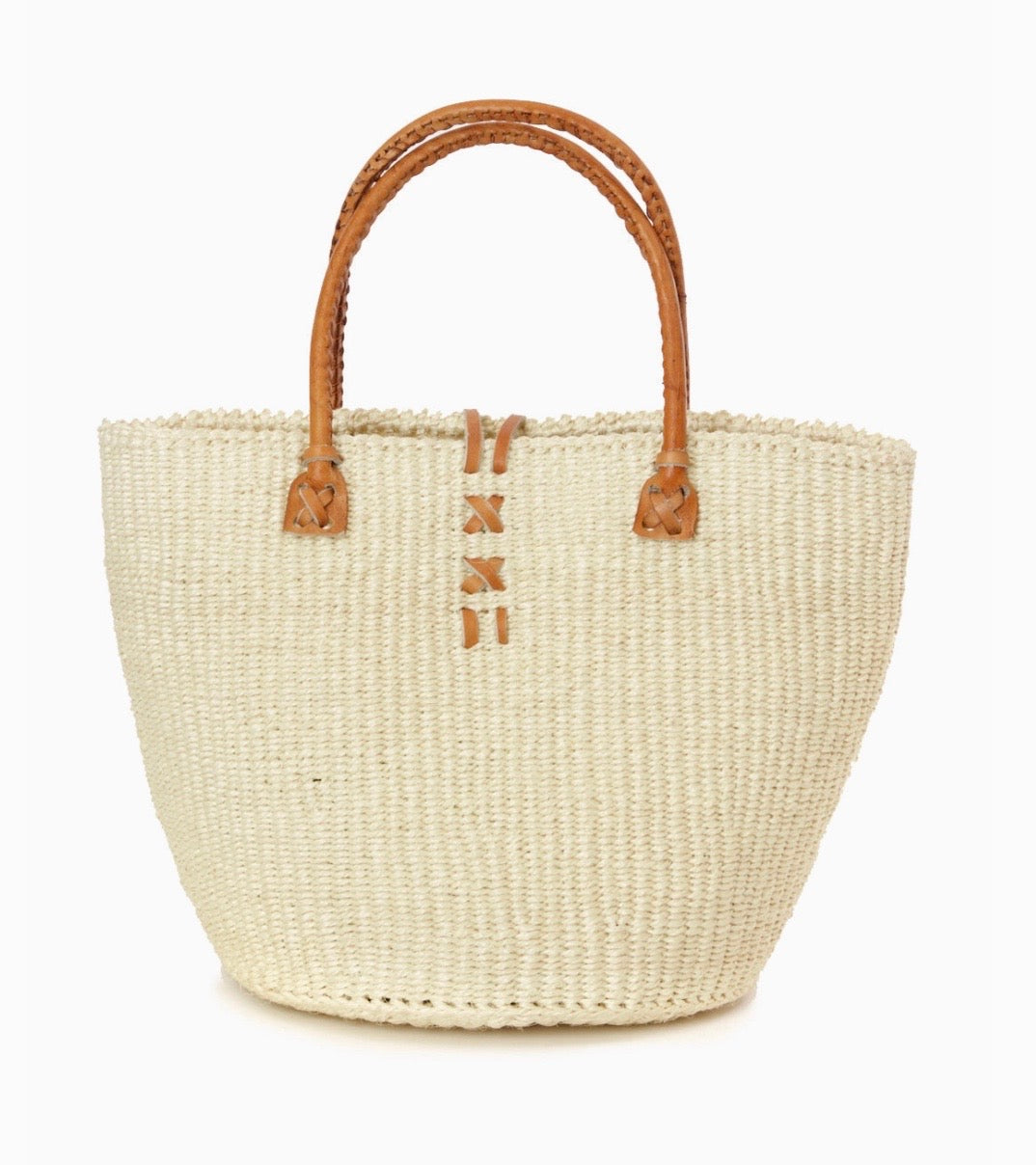 Classic Natural Sisal Handbag with Leather Handles