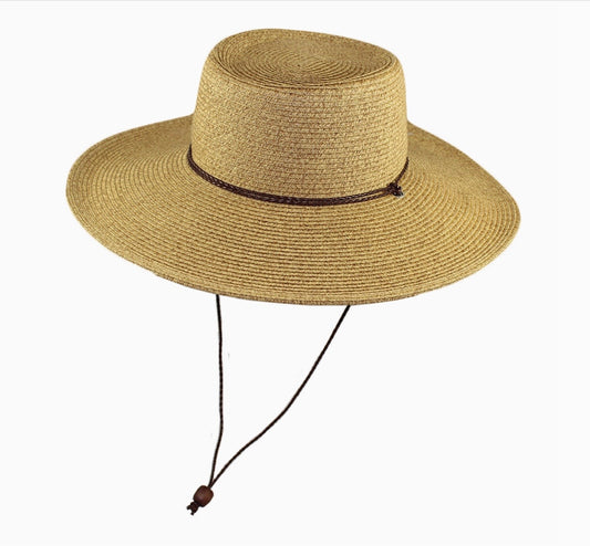 Straw Raffia Tan Tweed Hat