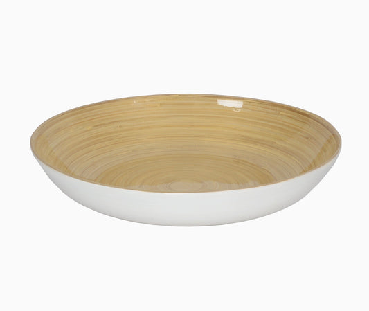 Large Shallow Serving Bowl Gloss White Bamboo