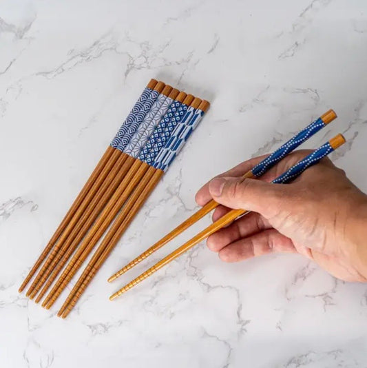 Blue Pattern Bamboo Chopsticks