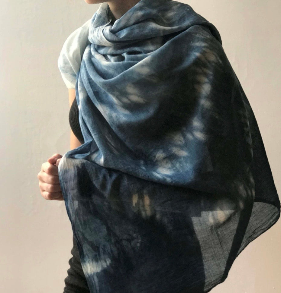 Scarf Organic Cotton and Plant Dyed, Shibori Style