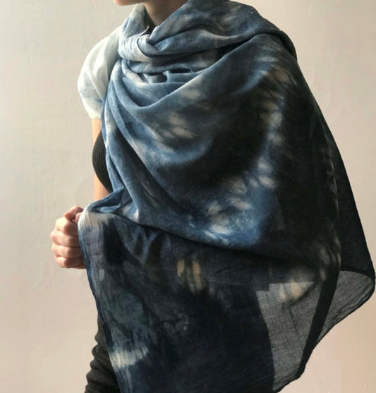 Scarf Organic Cotton and Plant Dyed, Shibori Style