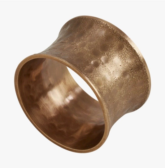 Napkin Ring Hammered Brass, Brushed Finish Patina