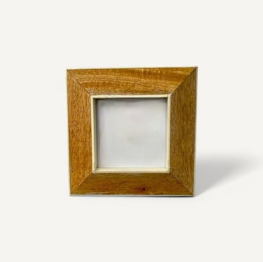 Photo Frame, Wood with Cream Resin Border