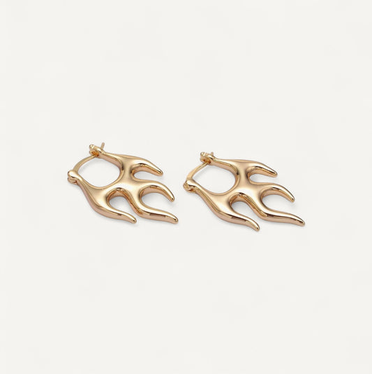 Flaming Fire Earrings, 16K Gold Filled