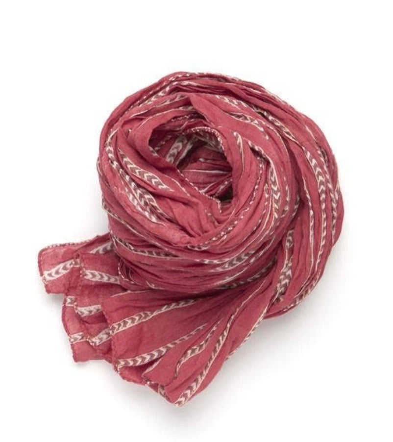 Tangerine Clay Scarf, Hand Block Printed, Organic Cotton, India