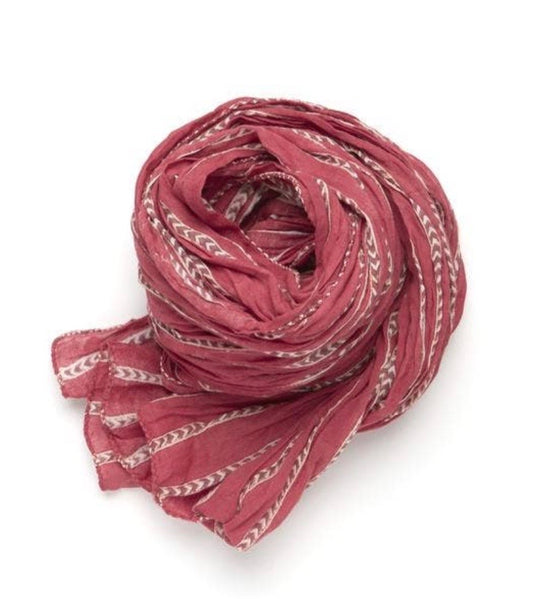 Tangerine Clay Scarf, Hand Block Printed, Organic Cotton, India