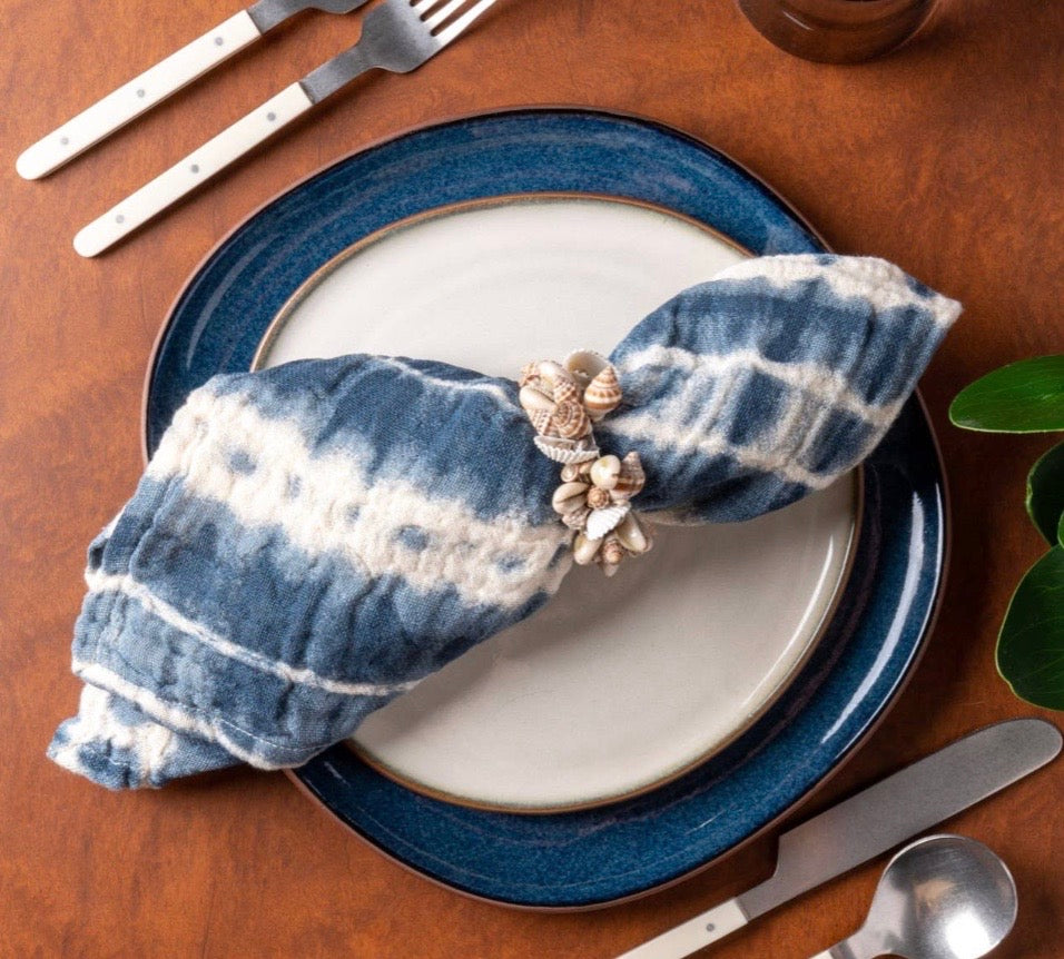 Shirbori Tie Dye Linen Cotton Napkins, Two Style Options