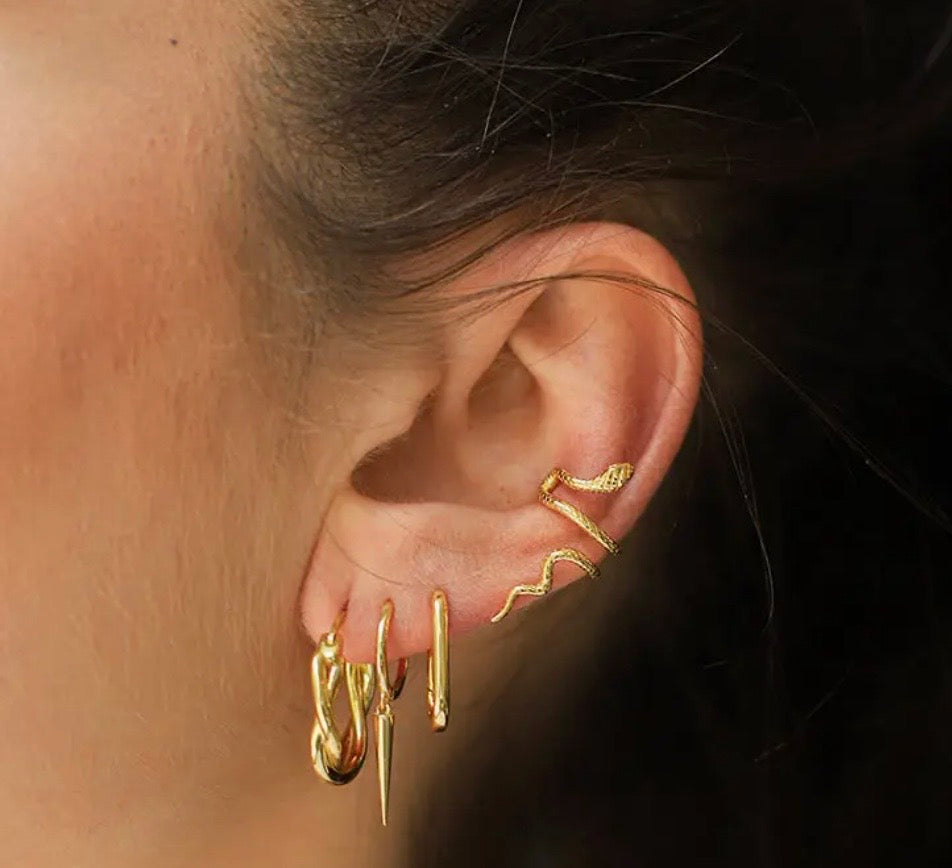 Snake Ear Cuff, Slyther.  18kt Gold Plate, 925 Sterling Silver