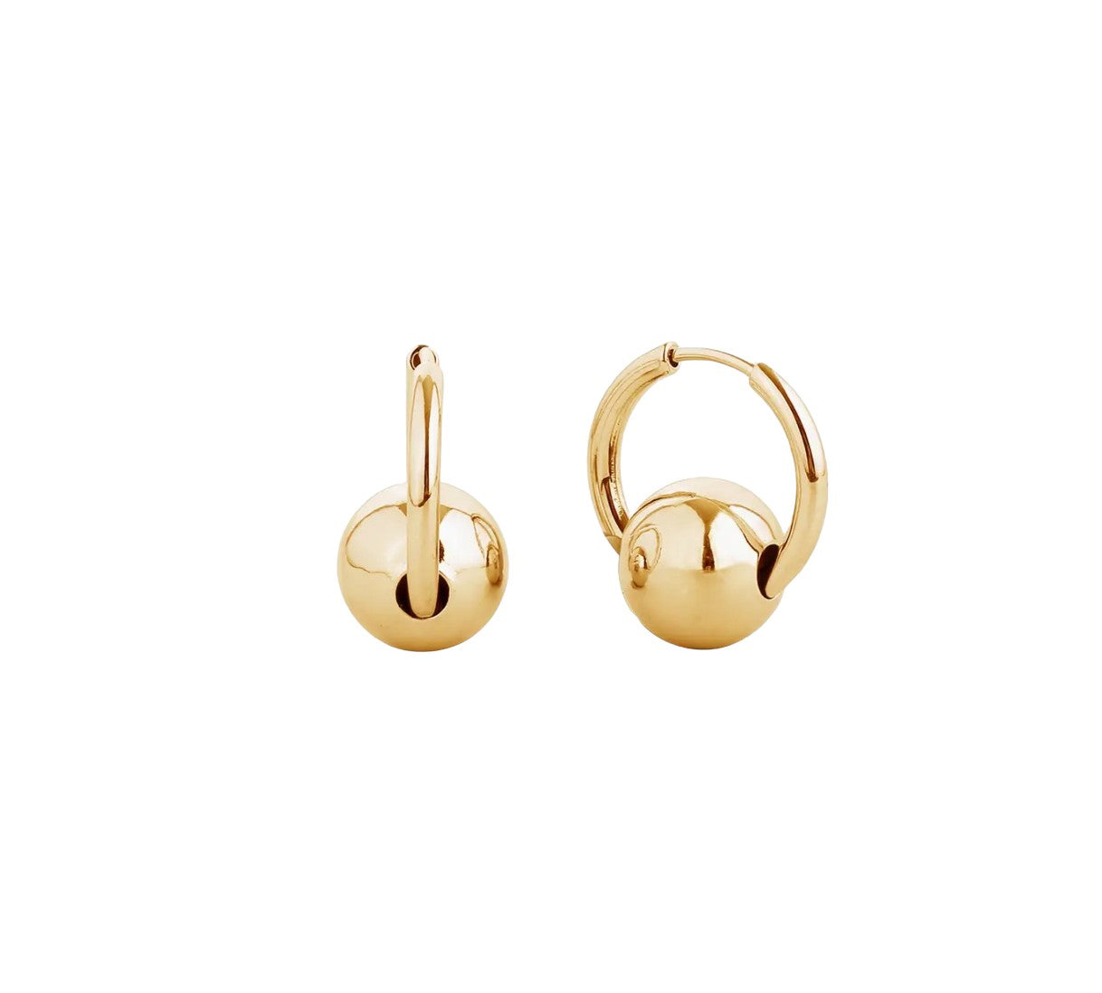 Gold Ball Hoop Earring - 14K Yellow and White Gold Plated