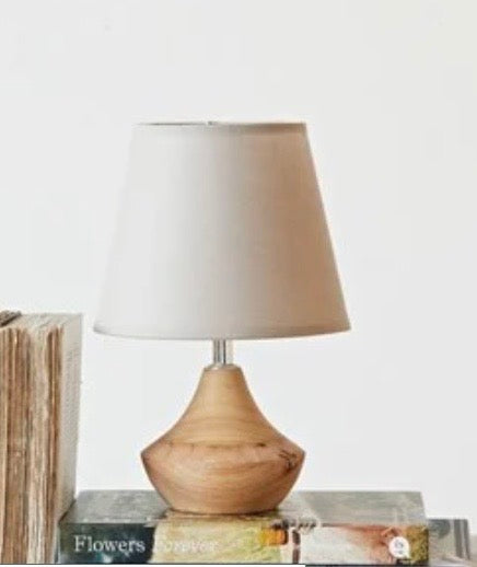 Eucalyptus Wood Table Lamp with Linen Shade 7"